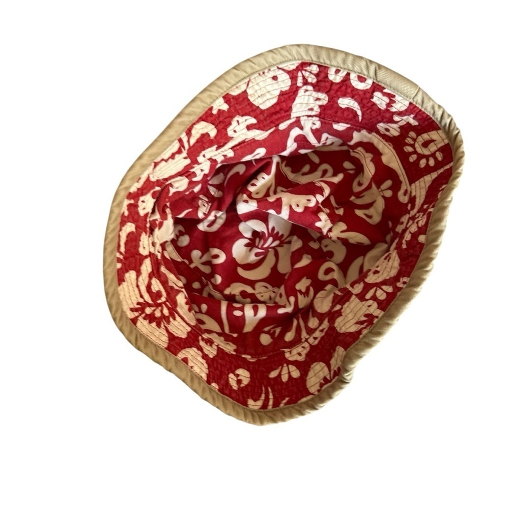 Men's Red and White Floral Reversible Bucket Hat - Picture 2 of 4